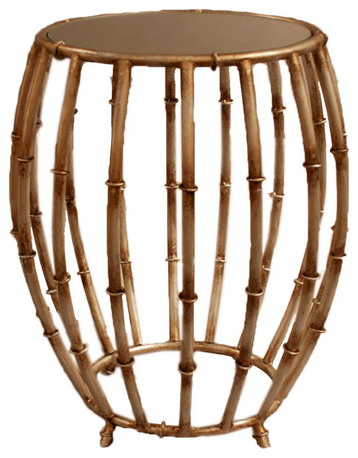 Bamboo Drum Table, Antique Gold, Antique Silver