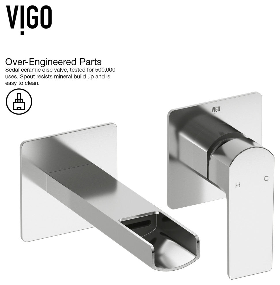 VIGO Atticus 5" H Single Handle Wall Mount Bathroom Faucet, Chrome