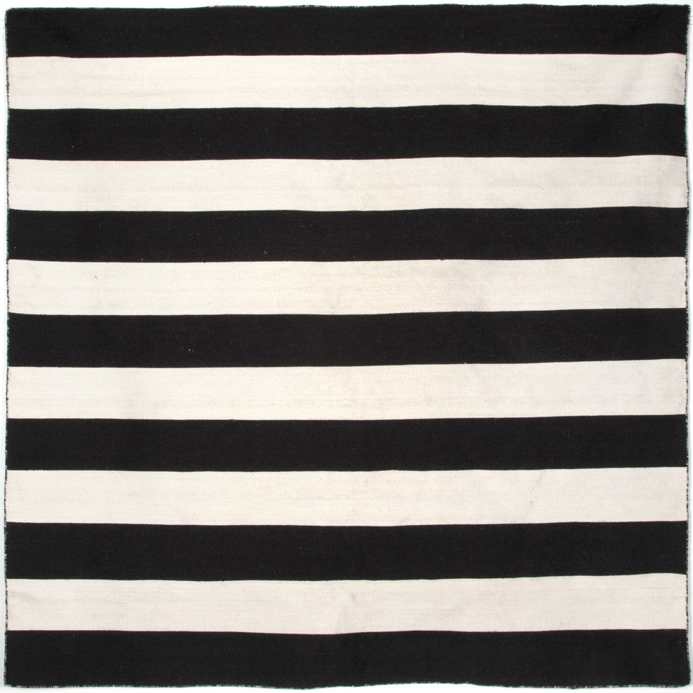 Sorrento Rugby Stripe Indoor/Outdoor Rug, Black, 8' Square