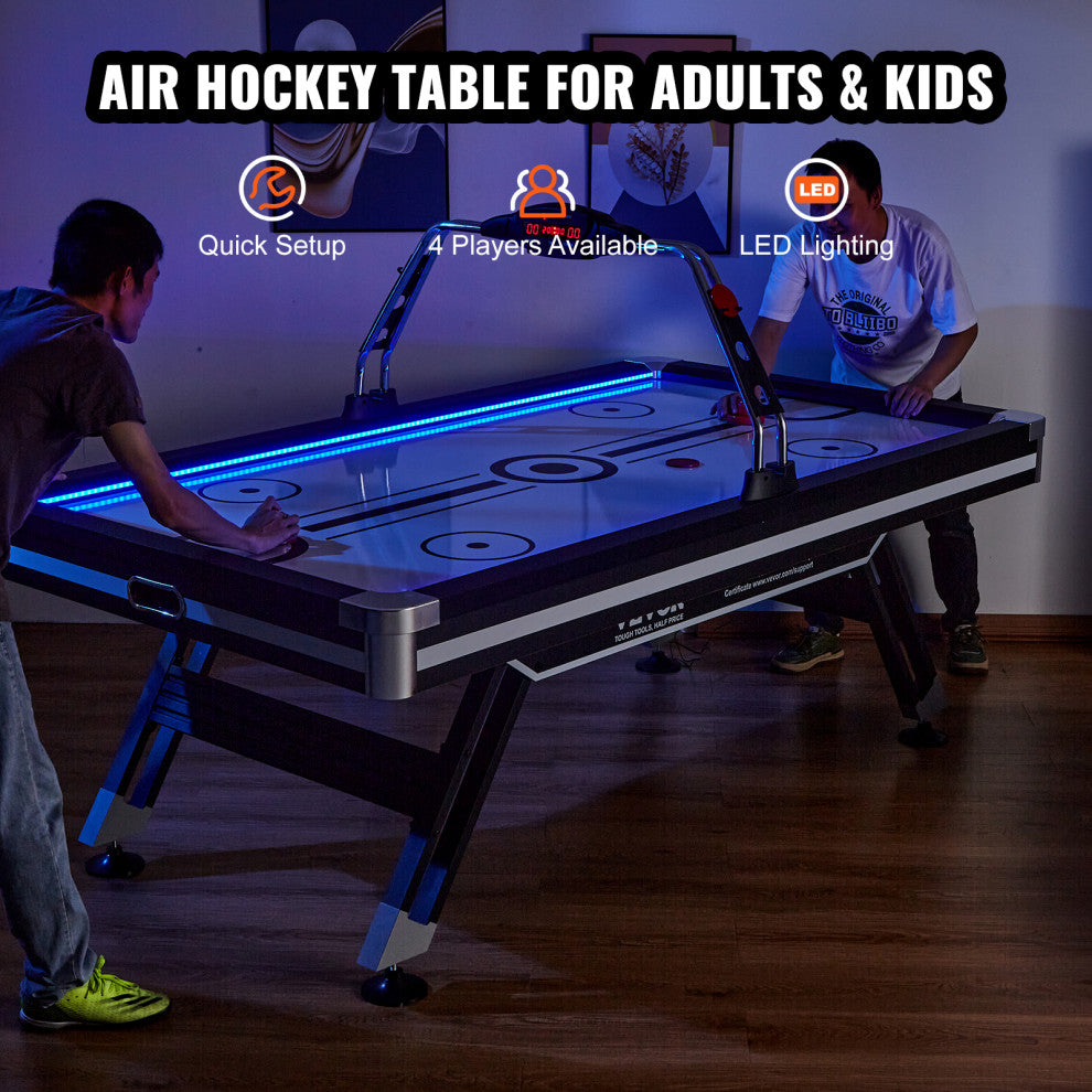 VEVOR 89" Air-Powered Hockey Table Sport Hockey Game Pushers Pucks LED Scoring