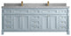Paris 84" Double Sink Bathroom Vanity, Blue Heather 2" Pearl Gray