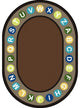 Kid Essentials Rug, Alphabet Spots, Earthtone, 7'8"x10'9" Oval