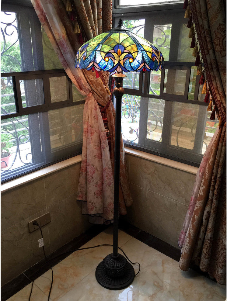 LIAISON Tiffany-style 2 Light Victorian Floor Lamp 18inches Shade