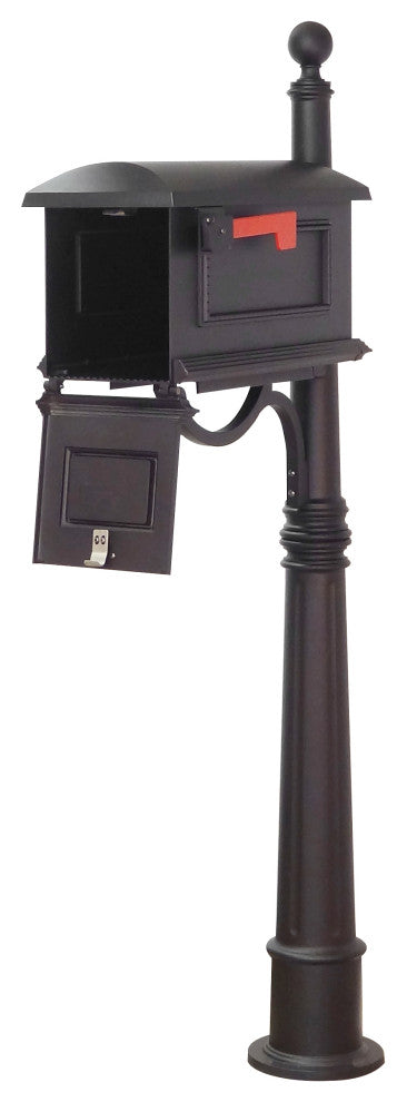 Traditional Curbside Mailbox With Ashland Mailbox Post Unit, Black