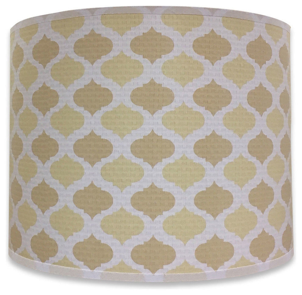 2-Tone Cream Mediterranean Hard Back Lampshade Made, Cream, 10"x10"x8"