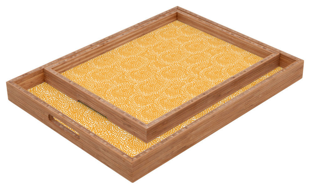 Julia Da Rocha Dahlias Yellow Rectangular Tray, Large