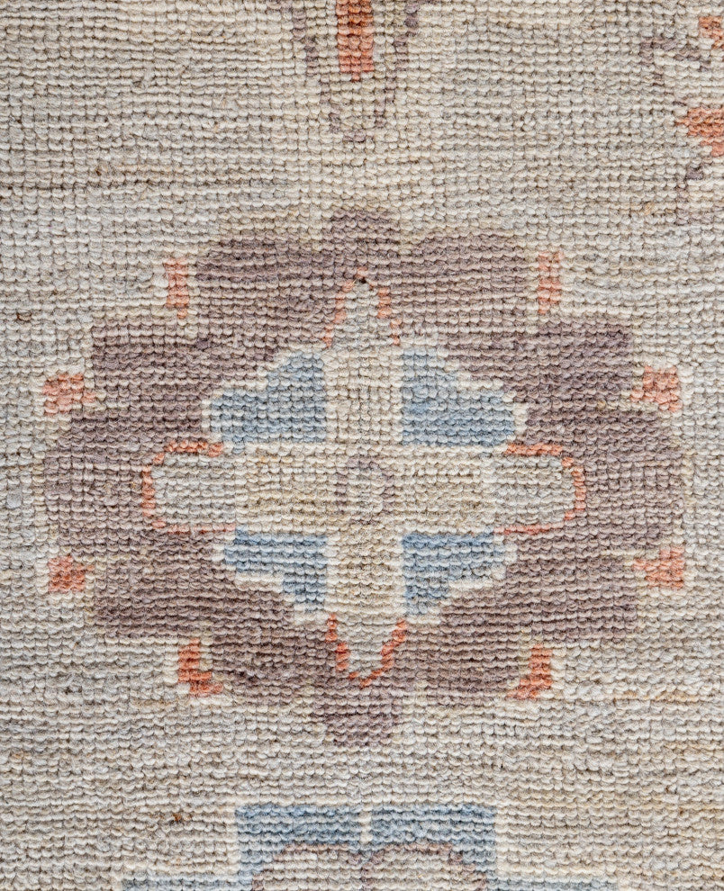 Oushak One-of-a-Kind Hand-Knotted Area Rug Light Gray, 9'10" x 13'4"