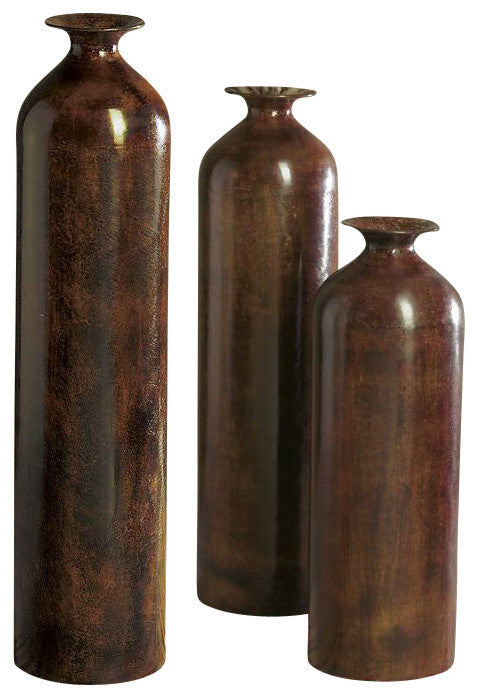 Stone Bottle Vase, Bronze Finish