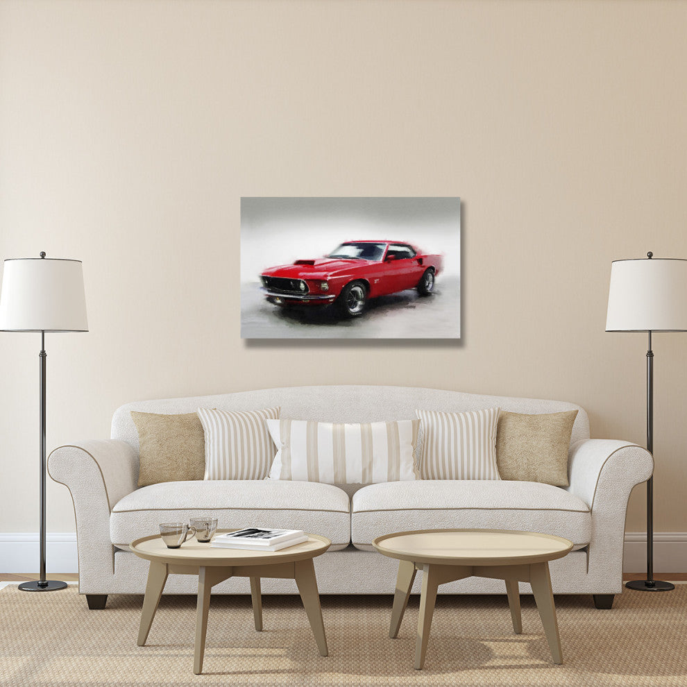 "1969 Ford Mustang Watercolor" Fine Art Print