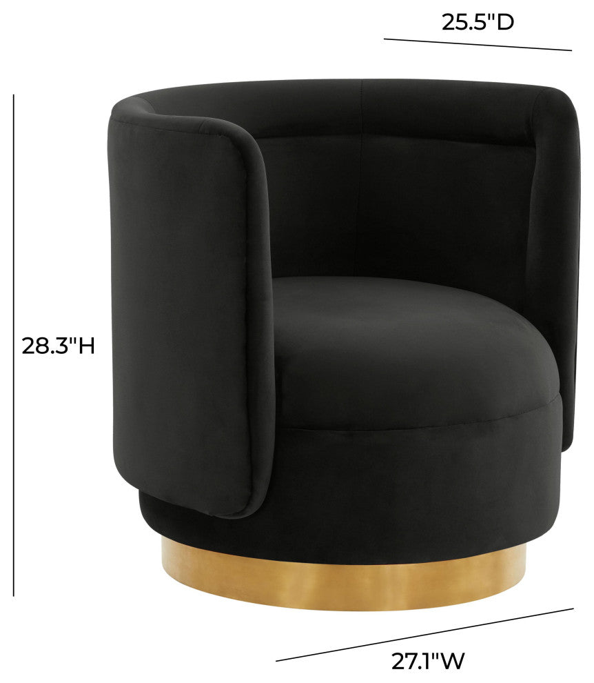 Remy Black Velvet Swivel Chair