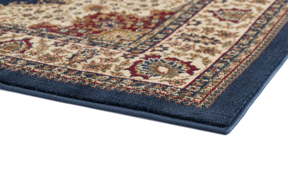 Fiona Traditional Oriental Navy Rectangle Area Rug, 6.7' x 9.6'