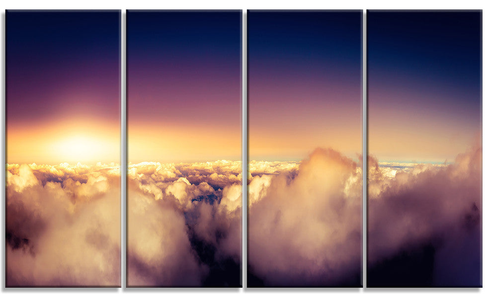 "Blue Sky Over Clouds Panorama" Landscape Wall Art Wall Art, 4 Panels, 48"x28"