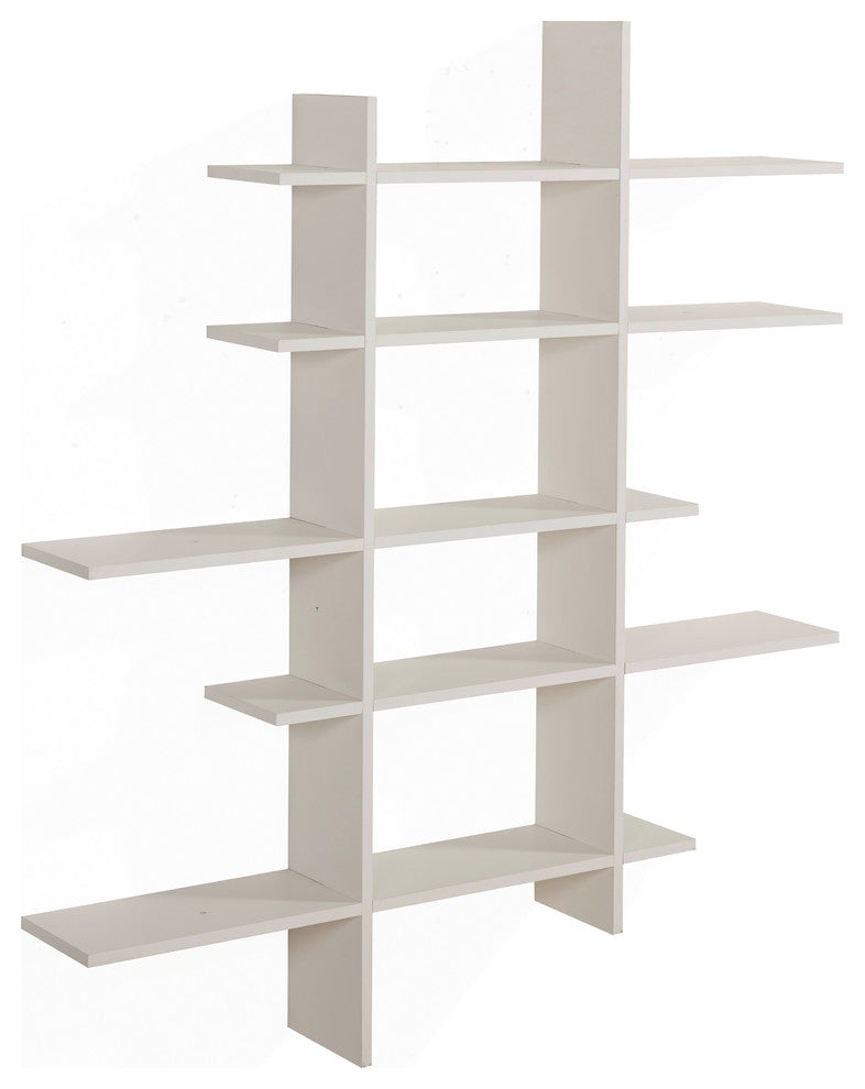 Danya B 5 Level Black Asymmetric Wall Shelf, White