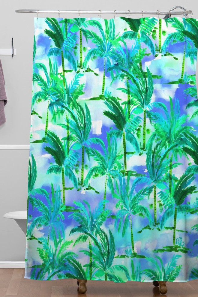 Amy Sia Palm Tree Blue Green Shower Curtain, 72"x69"