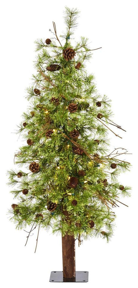 9' Wyoming Alpine Christmas Tree / 300 Clear LED Lights and Pine Cones