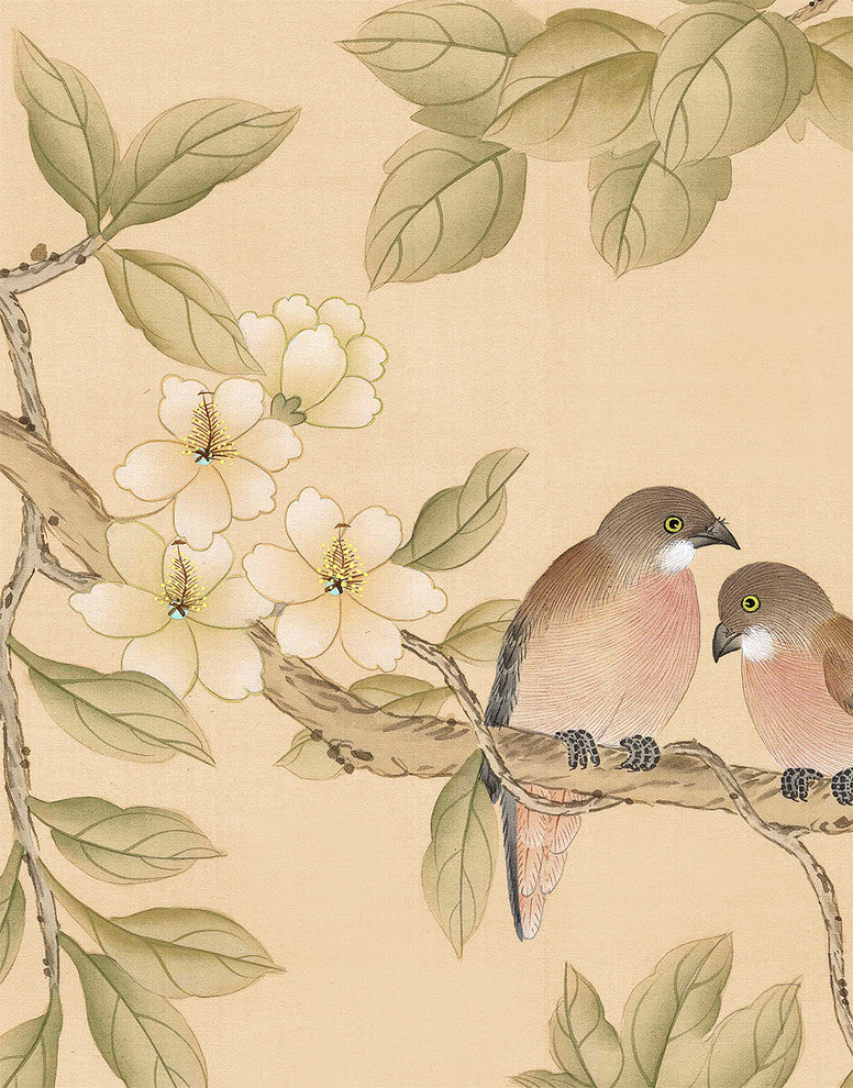 Chinoiserie Wall Mural Bonmaison, Beige, Sample