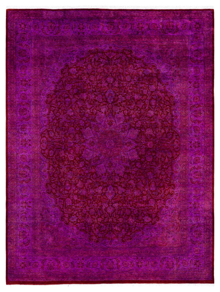 Overdyed One-of-a-Kind Hand-Knotted Area Rug Purple, 8' 1" x 10' 7"