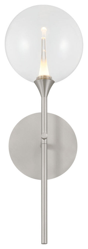 Iissa, Wall Sconce, 19", Satin Nickel, Clear Glass