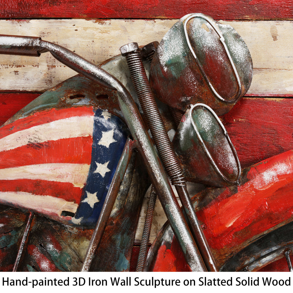 Motorcycle Wall Art Mixed Media Iron Hand Painted Dimensional Wall Sculpture