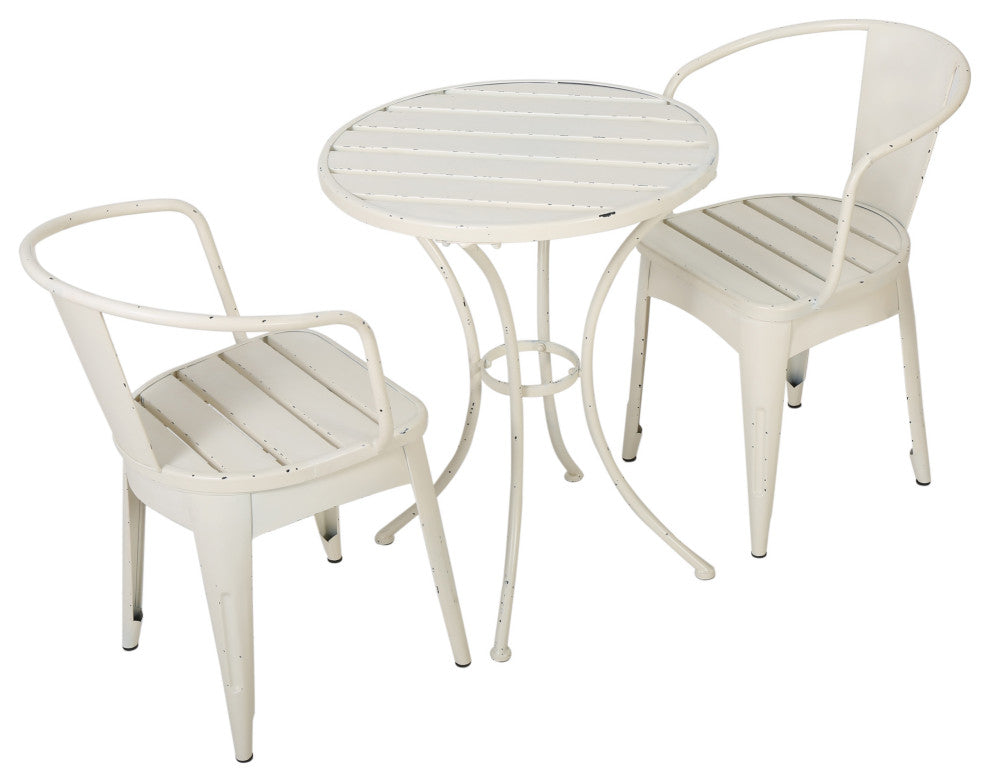 GDF Studio 3-Piece Castro Outdoor Off-White Cast Bistro Set