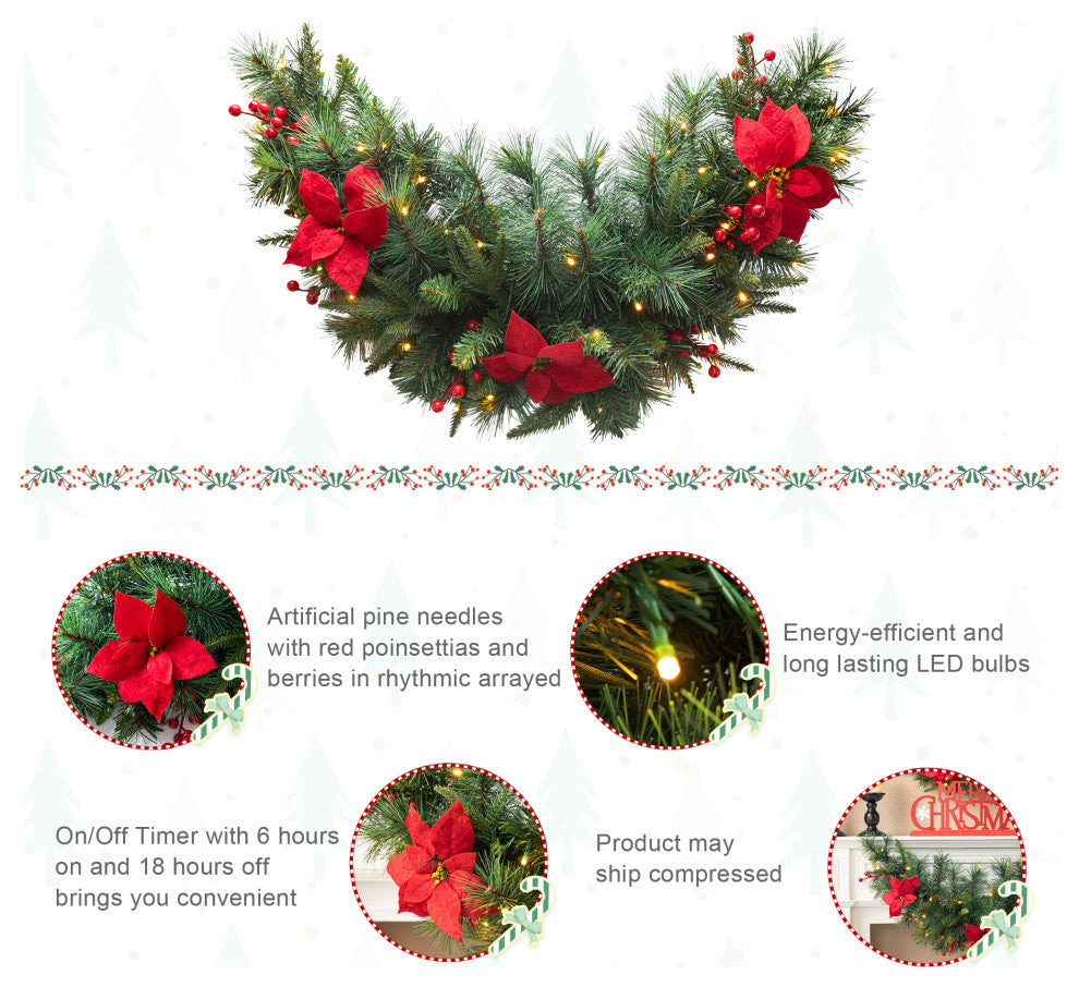 3' Pre-Lit Christmas Swag With Lights