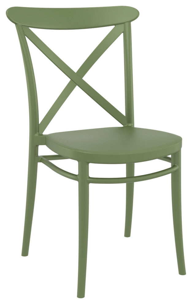 Cross Resin Outdoor Chair Olive Green, Set of 2