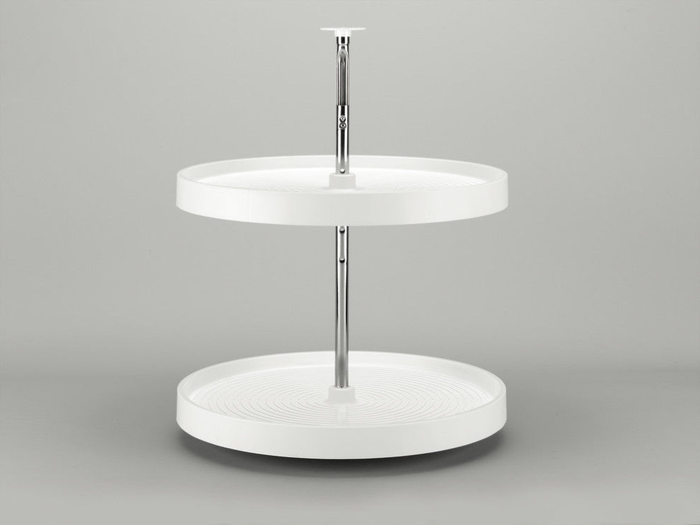 Polymer Full Circle 2-Shelf Lazy Susan for Corner Base Cabinets, White, 24"W