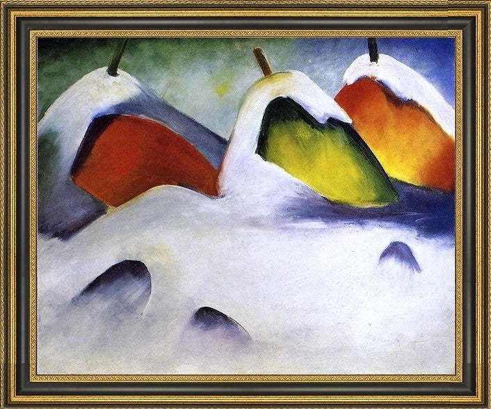 Franz Marc Haystacks in the Snow - 16" x 20" Framed Premium Canvas Print