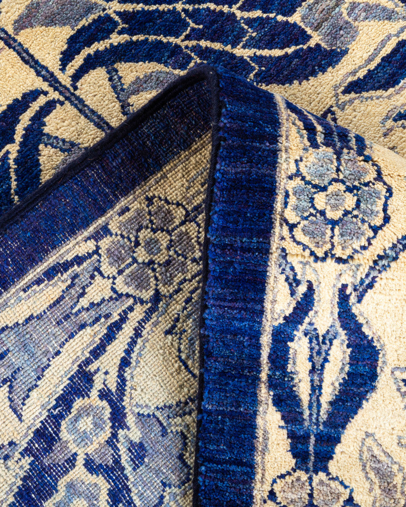 Suzani, One-of-a-Kind Hand-Knotted Area Rug Blue, 6' 3" x 6' 6"
