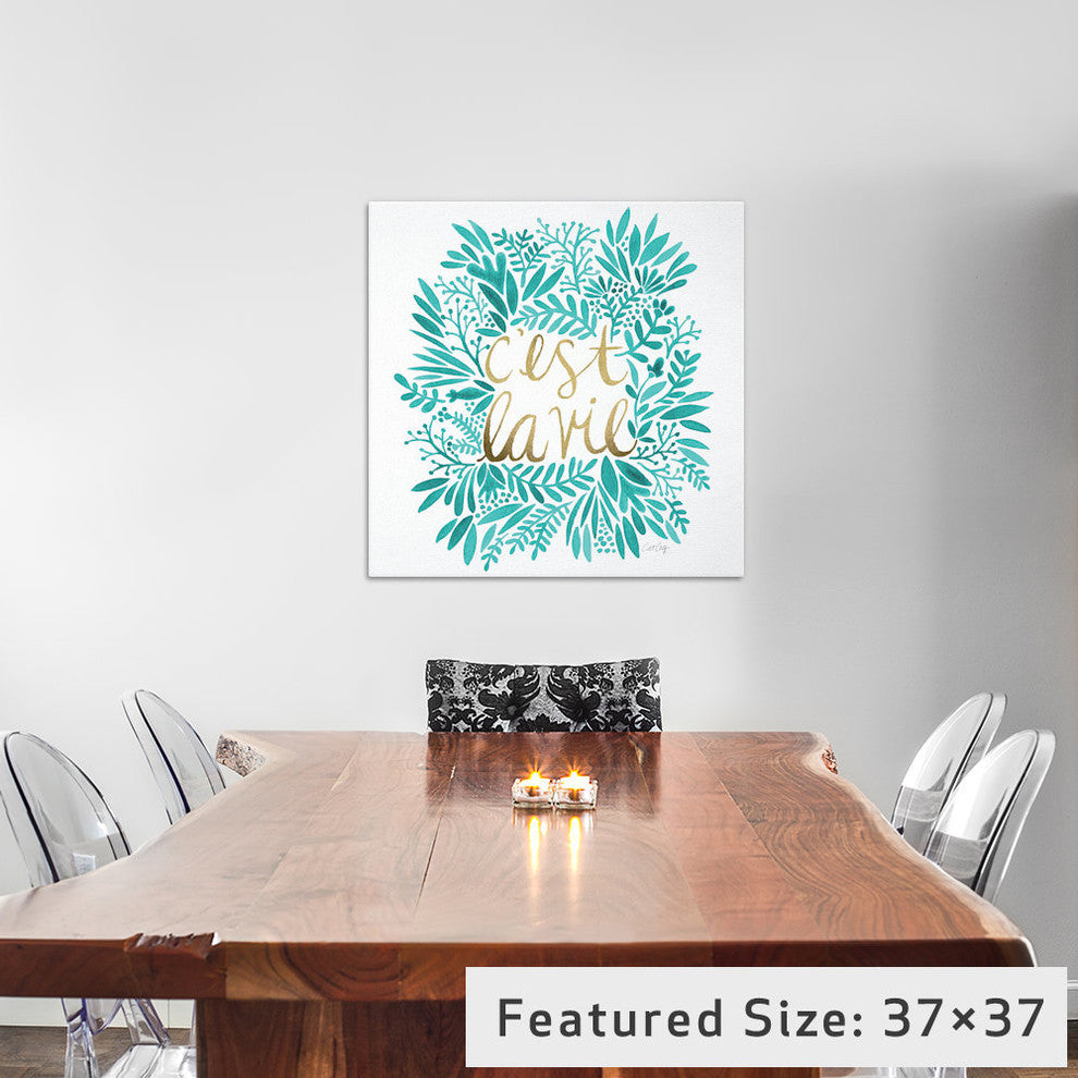 "C'est La Vie Turquoise Artprint" by Cat Coquillette, 12x12x1.5
