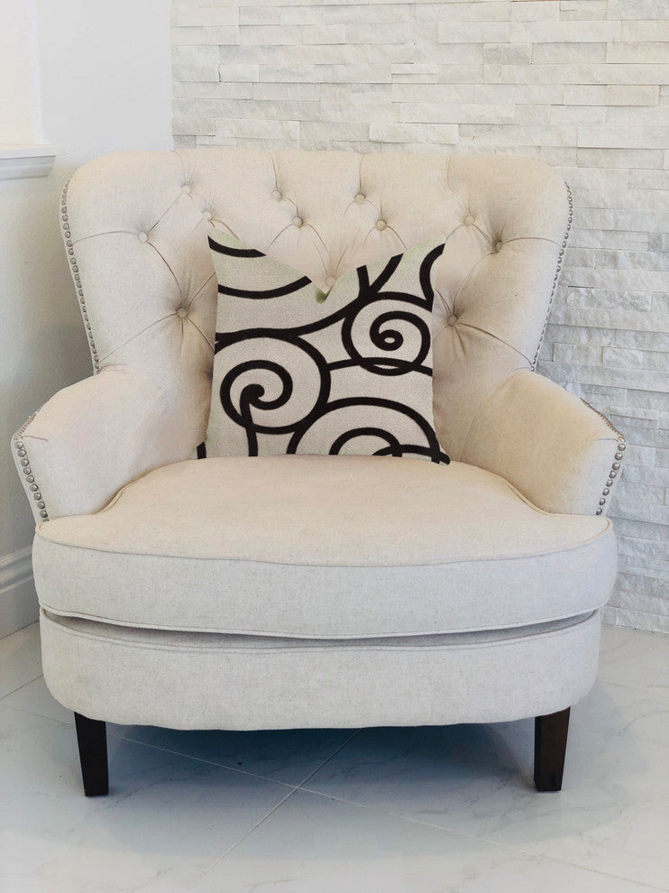 Moda Capella Black and White Luxury Throw Pillow, 20"x26" Standard