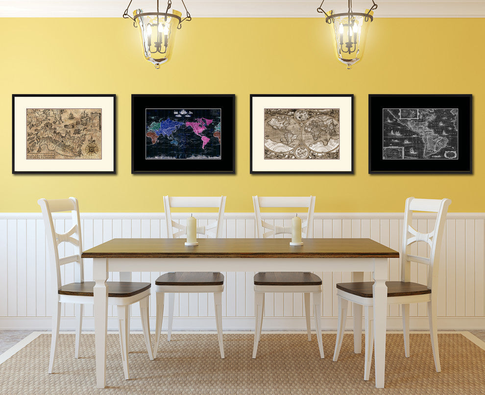 Land Vintage Map Print On Canvas With Picture Frame 16" X 21"