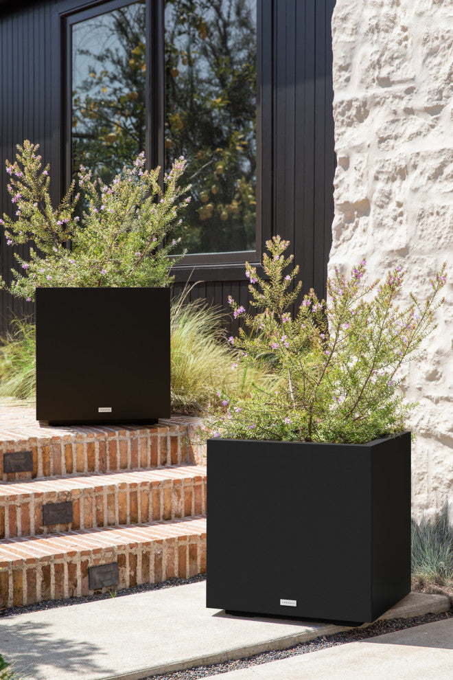 Veradek Block Series Cube Planter, Black, Medium