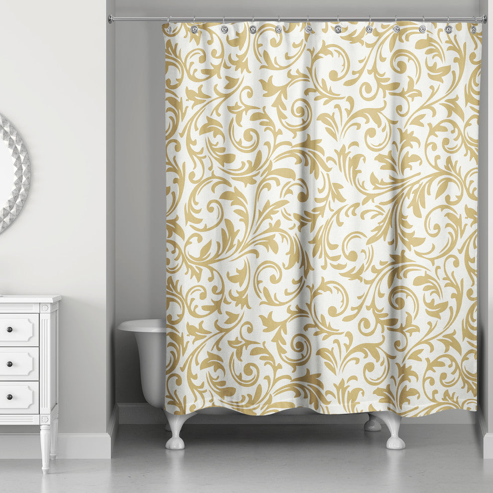 Gold Baroque Pattern 71x74 Shower Curtain