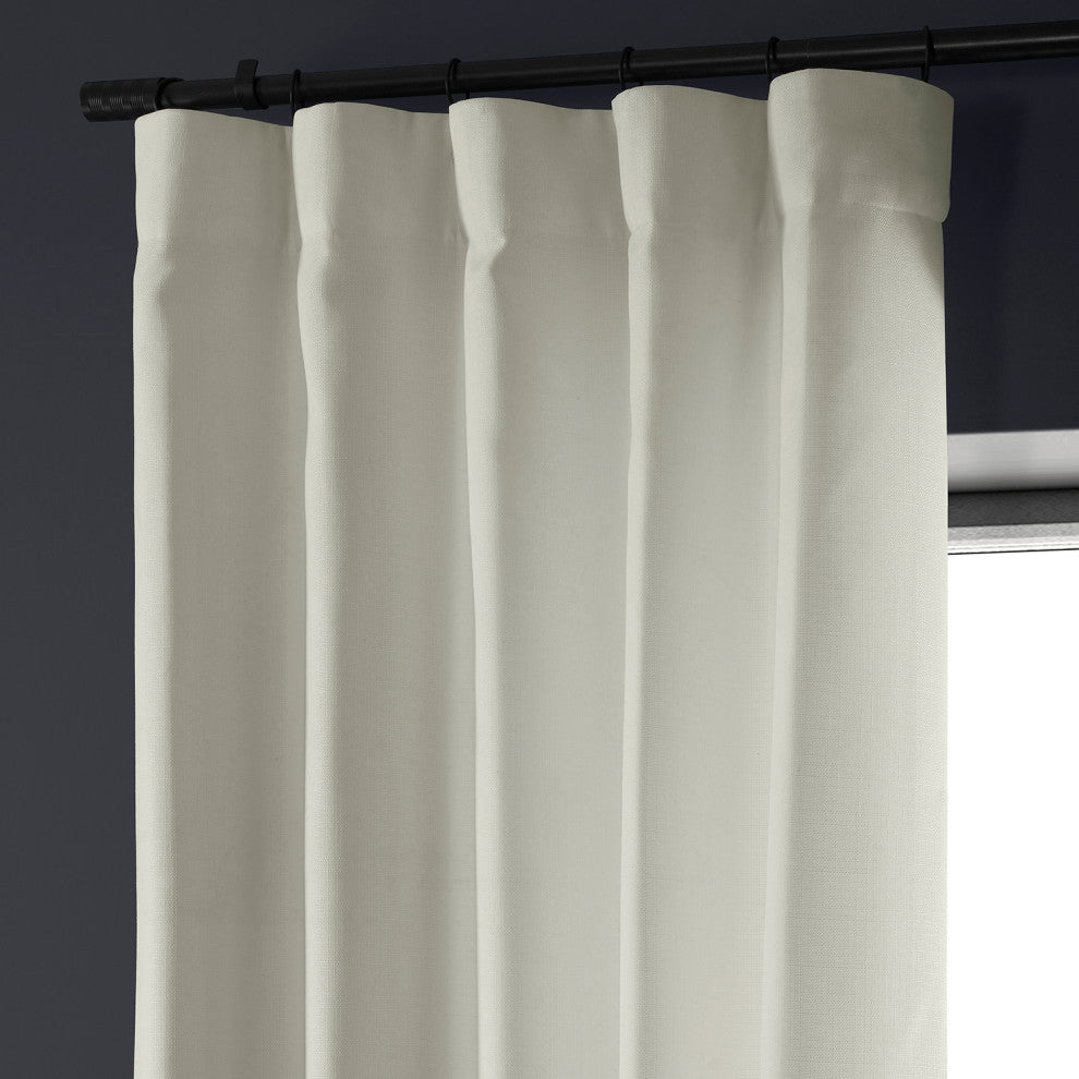 Italian Faux Linen Curtain Single Panel, Magnolia Off White, 50wx84l