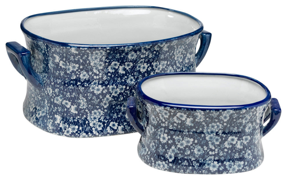 Blue and White Footbath, Set of 2
