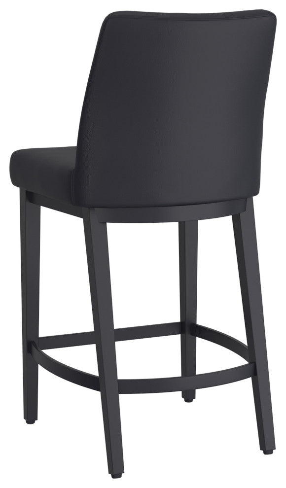 Modern Faux Leather and Metal 26" Counter Stool, Set of 2, Black