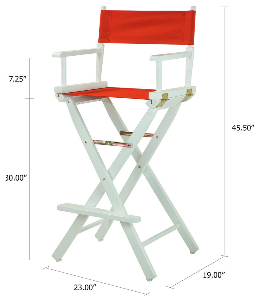 030" Director's Chair White Frame-Red Canvas