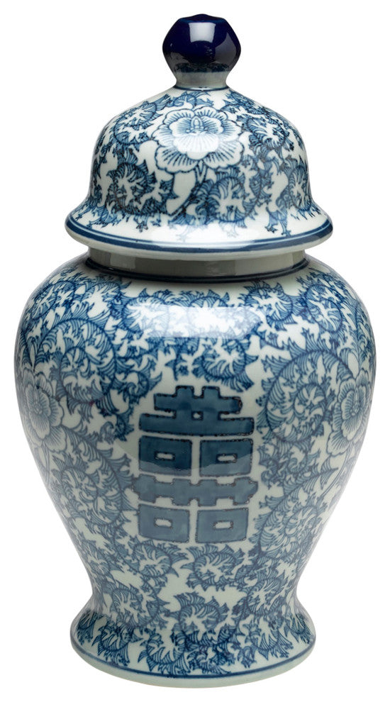 Antiqued Pale Green and Blue Ginger Jar With Lid
