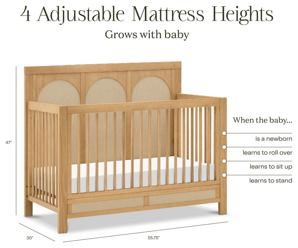 Eloise 4-in-1 Convertible Crib, Honey and Performance Sand Eco-Weave