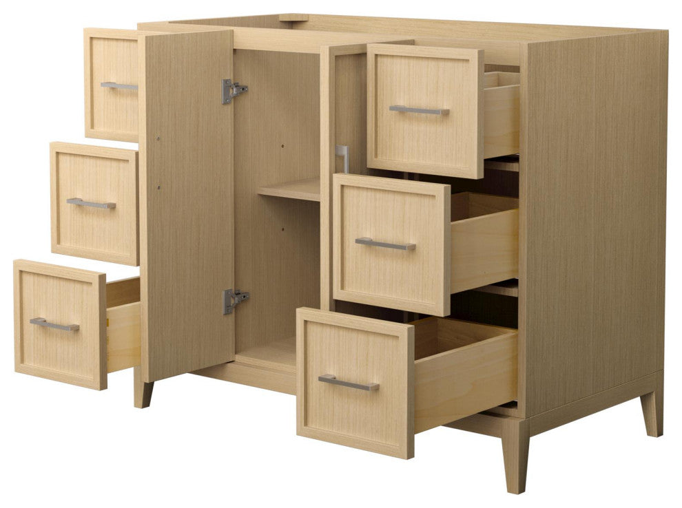 Elan 42" Single Vanity, White Oak, No Top, No Sink, Nickel Trim