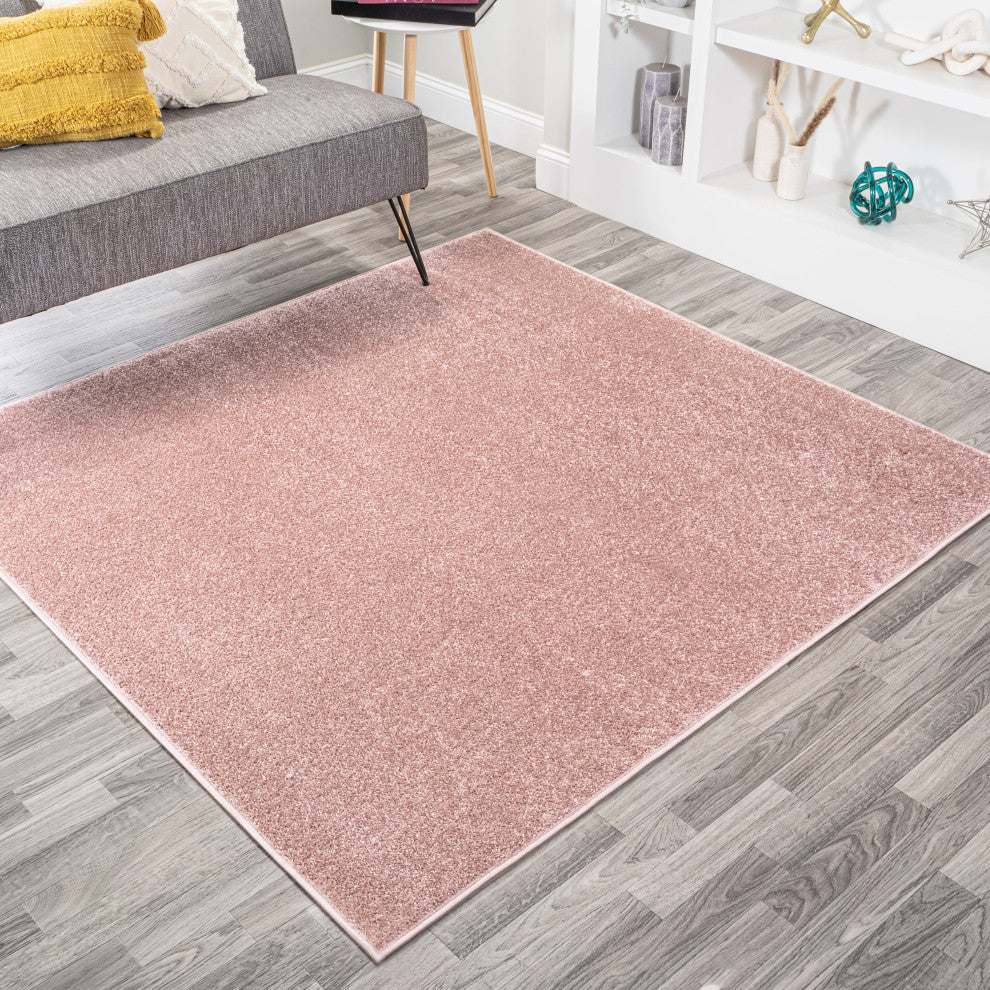 Haze Solid Low-Pile Pink 7' Square Area Rug