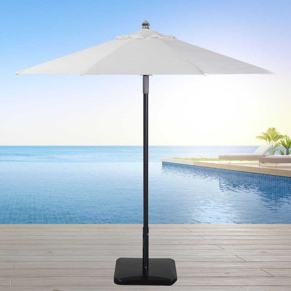 9' Round Double Pulley Commercial Contract Umbrella, Black, Natural