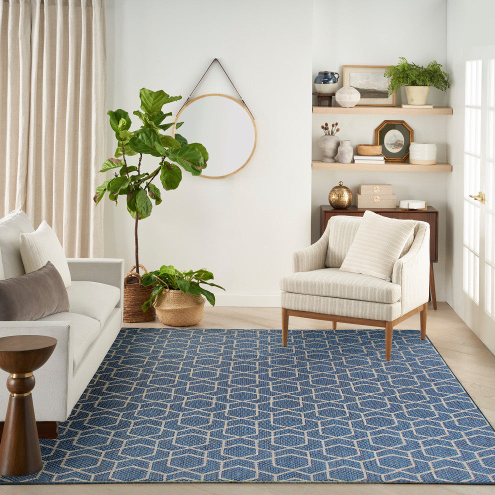 Nourison Horizon Indoor/Outdoor 10' x 14' Denim Modern Rug