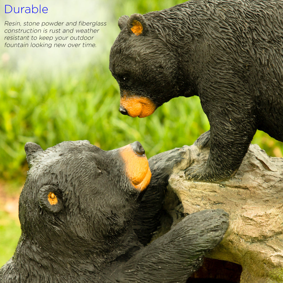 36" Tall Outdoor 2 Bears Climbing on Rainforest Water Fountain