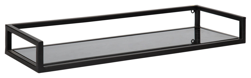 Blex Metal and Glass Wall Shelf, Black 24x8x3