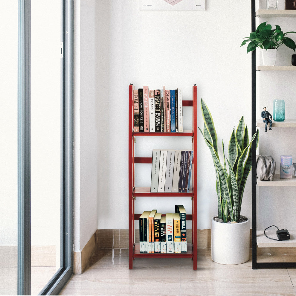 03-Shelf Folding Bookcase 14" Wide-Mahogany