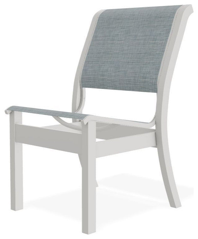 Leeward Sling Stackable Outdoor Dining Chair, Charm/Snow