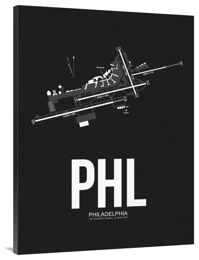 "PHL Philadelphia Airport Black" Fine Art Print