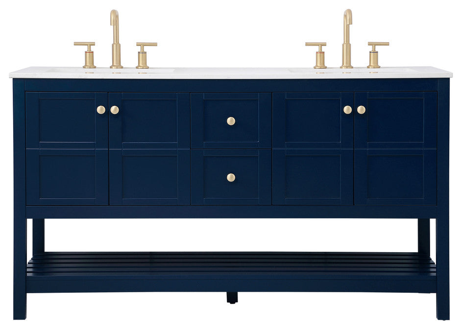 Tucker Blue 60" Double Sink Bathroom Vanity
